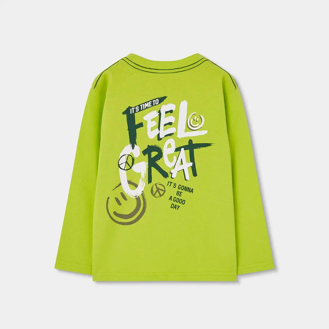 Camiseta punto niño verde estampado Smile 2/4