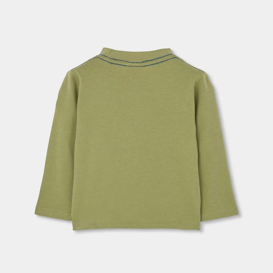 Camiseta punto niño verde estampado oso aventura 2/4