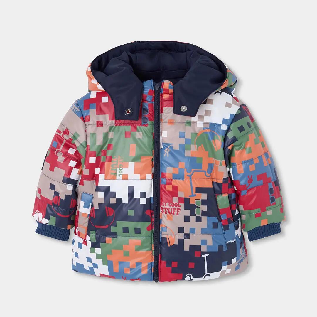 Parka tejido técnico niño azul reversible estampada 4/7