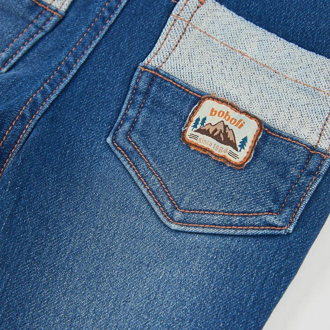 Pantalón denim niño azul con cordón 4/4