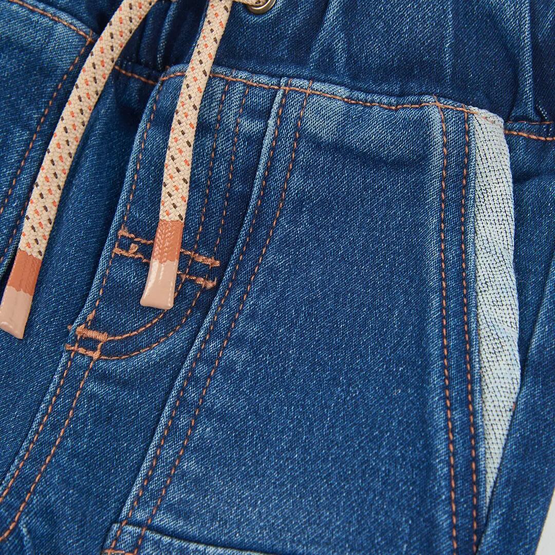 Pantalón denim niño azul con cordón 3/4
