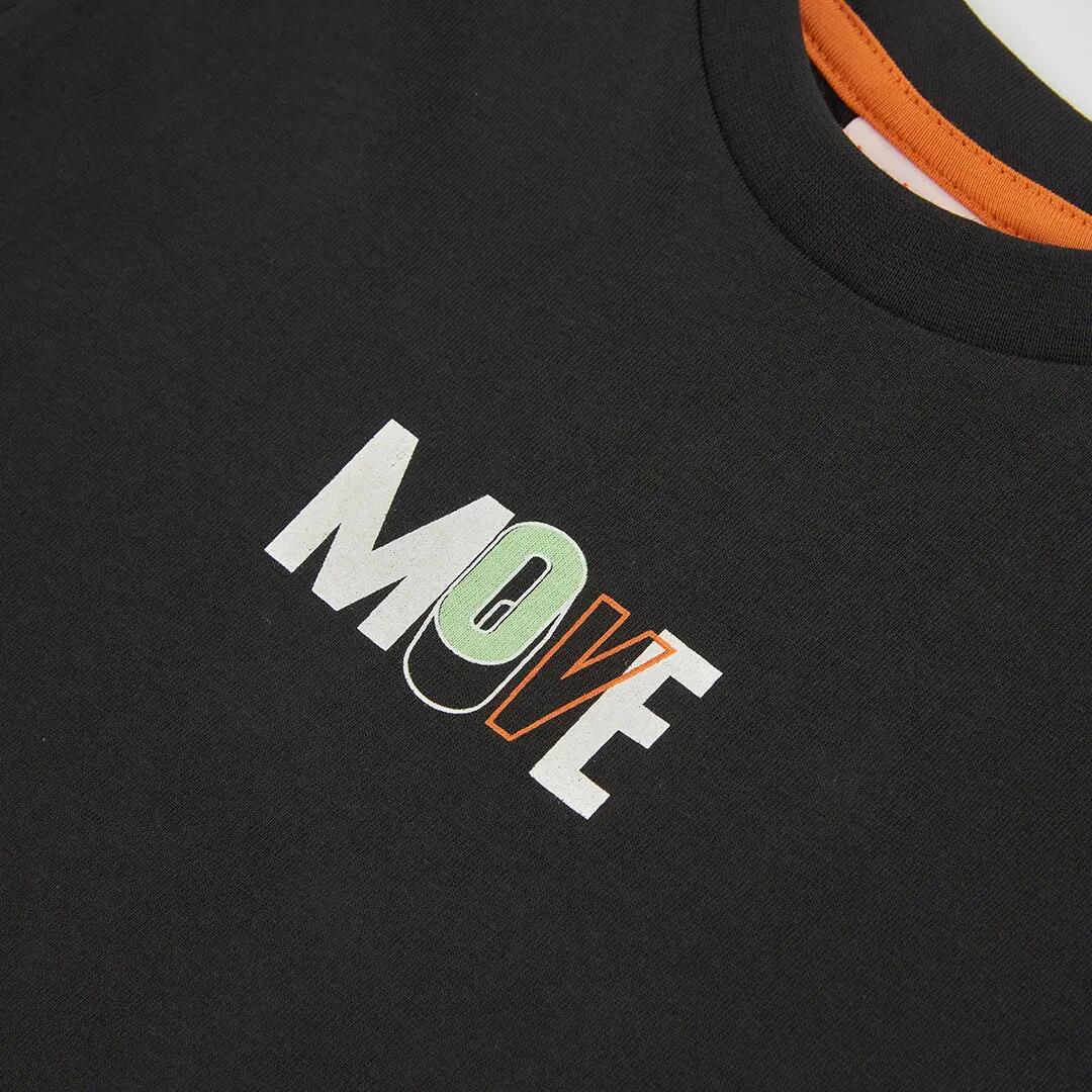 Camiseta punto niño negra estampado MOVE 3/4