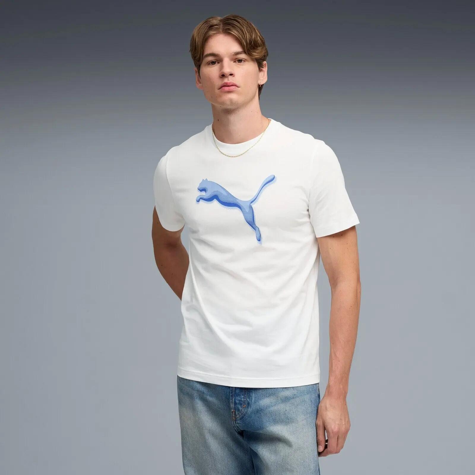 Camiseta Puma Graphic Cat Logo Tee, Blanco, Hombre 4/5