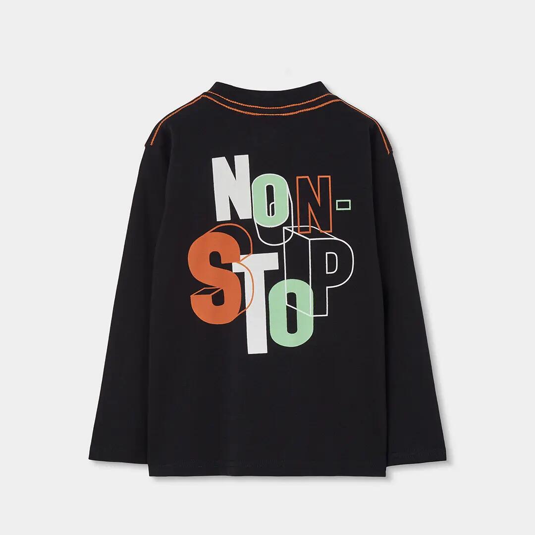 Camiseta punto niño negra estampado MOVE 2/4