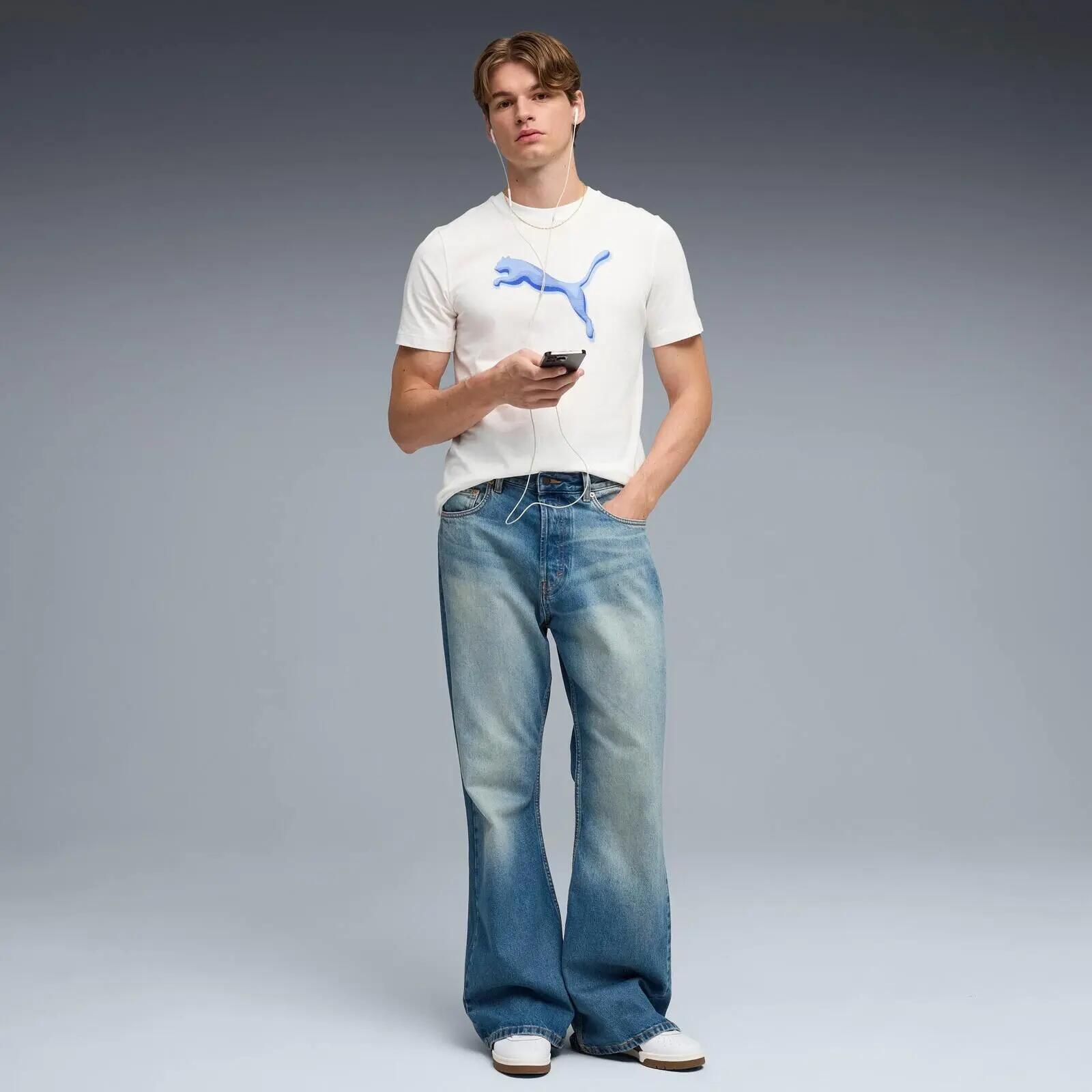 Camiseta Puma Graphic Cat Logo Tee, Blanco, Hombre 3/5
