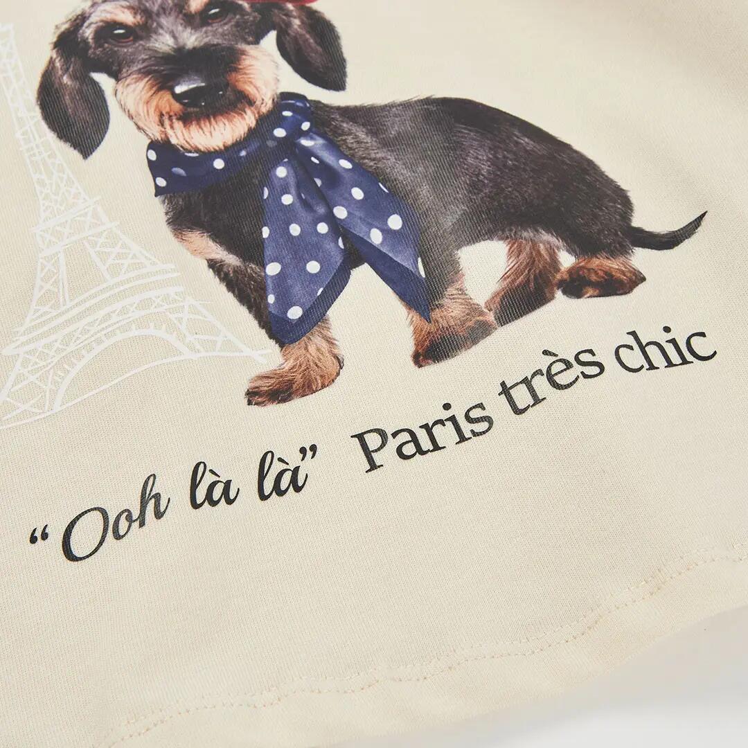 Camiseta punto niña crudo estampado de perro 4/4