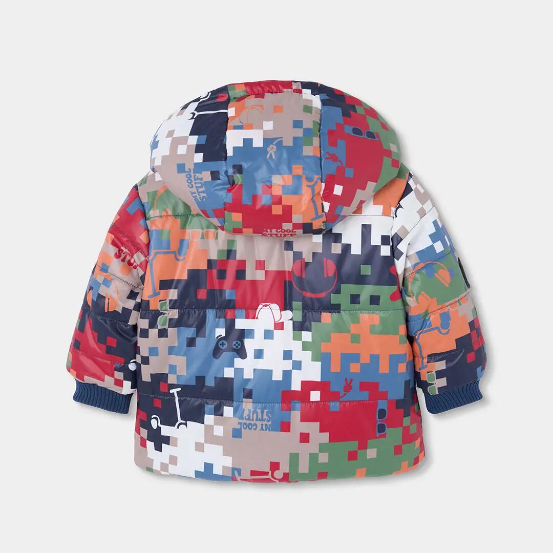 Parka tejido técnico niño azul reversible estampada 6/7