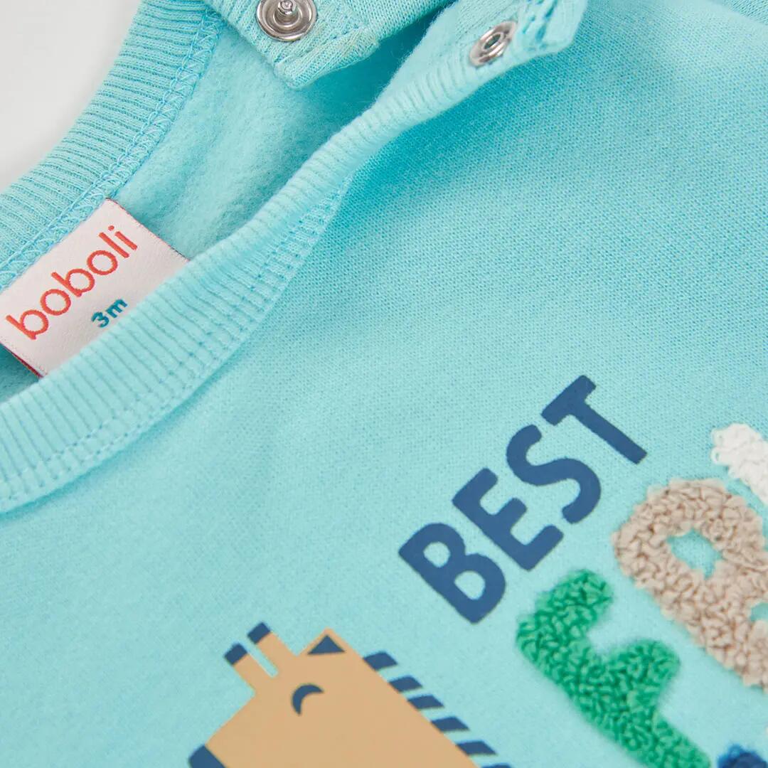 Sudadera felpa bebé niño verde con jirafa 4/4