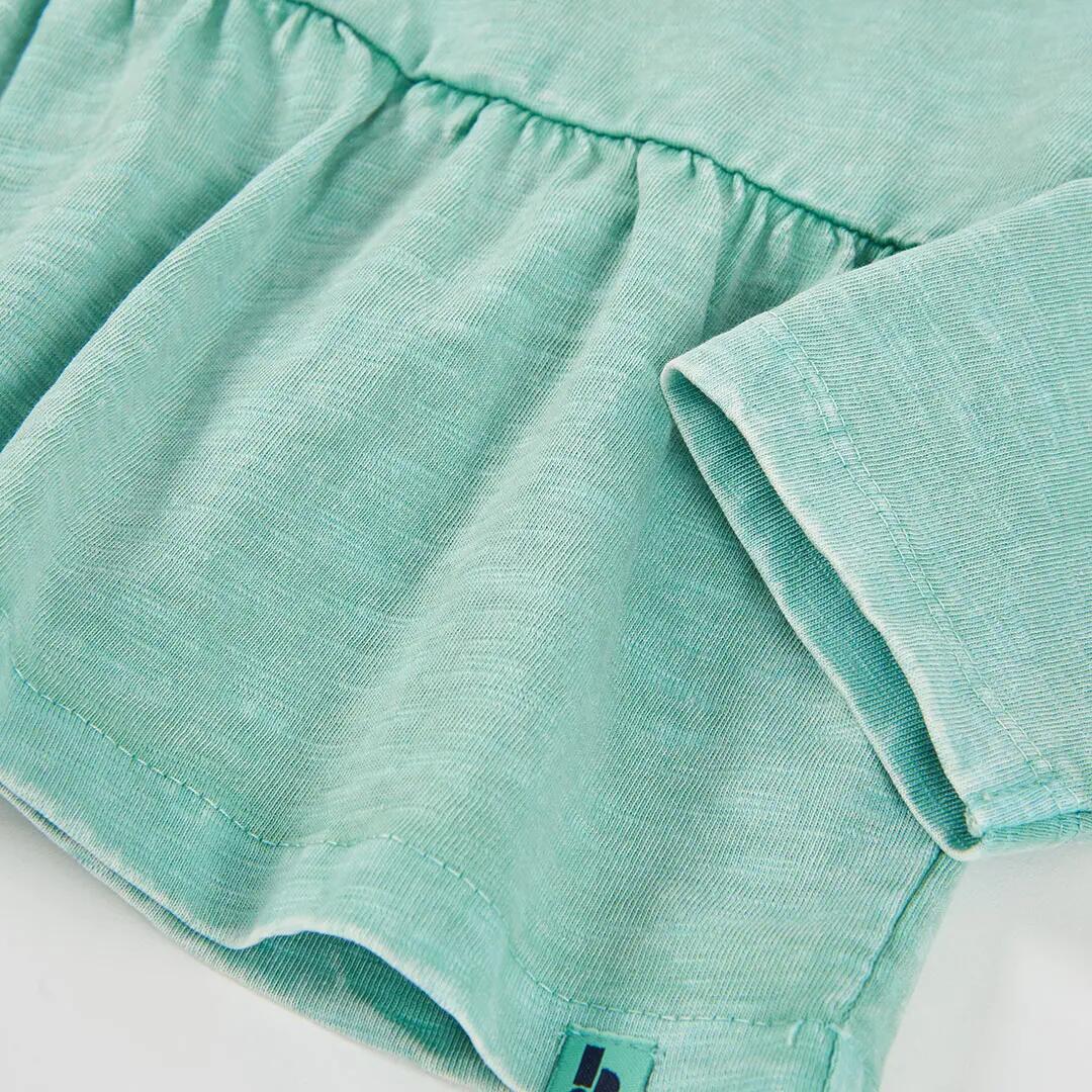Camiseta punto niña verde con volante 4/4