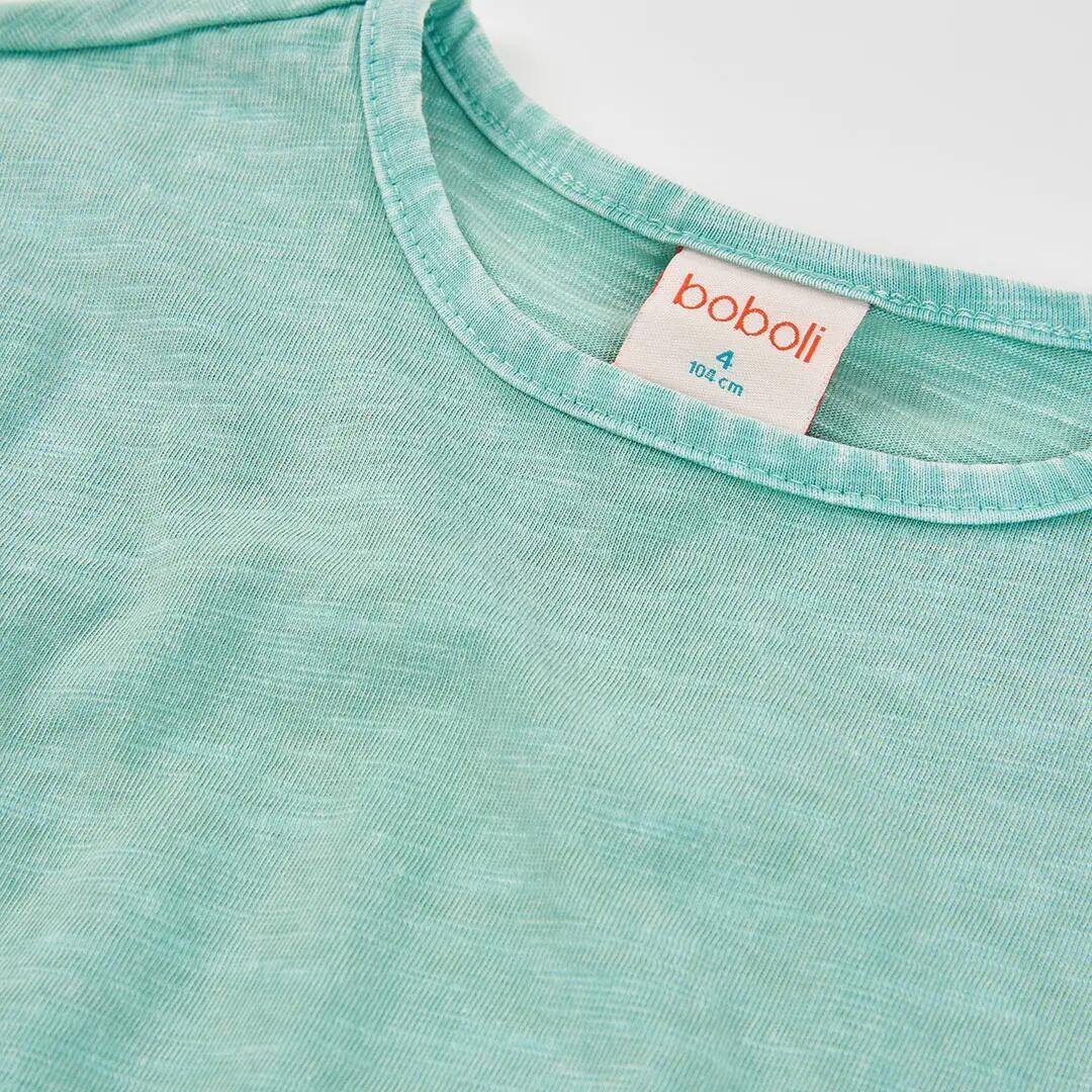 Camiseta punto niña verde con volante 3/4