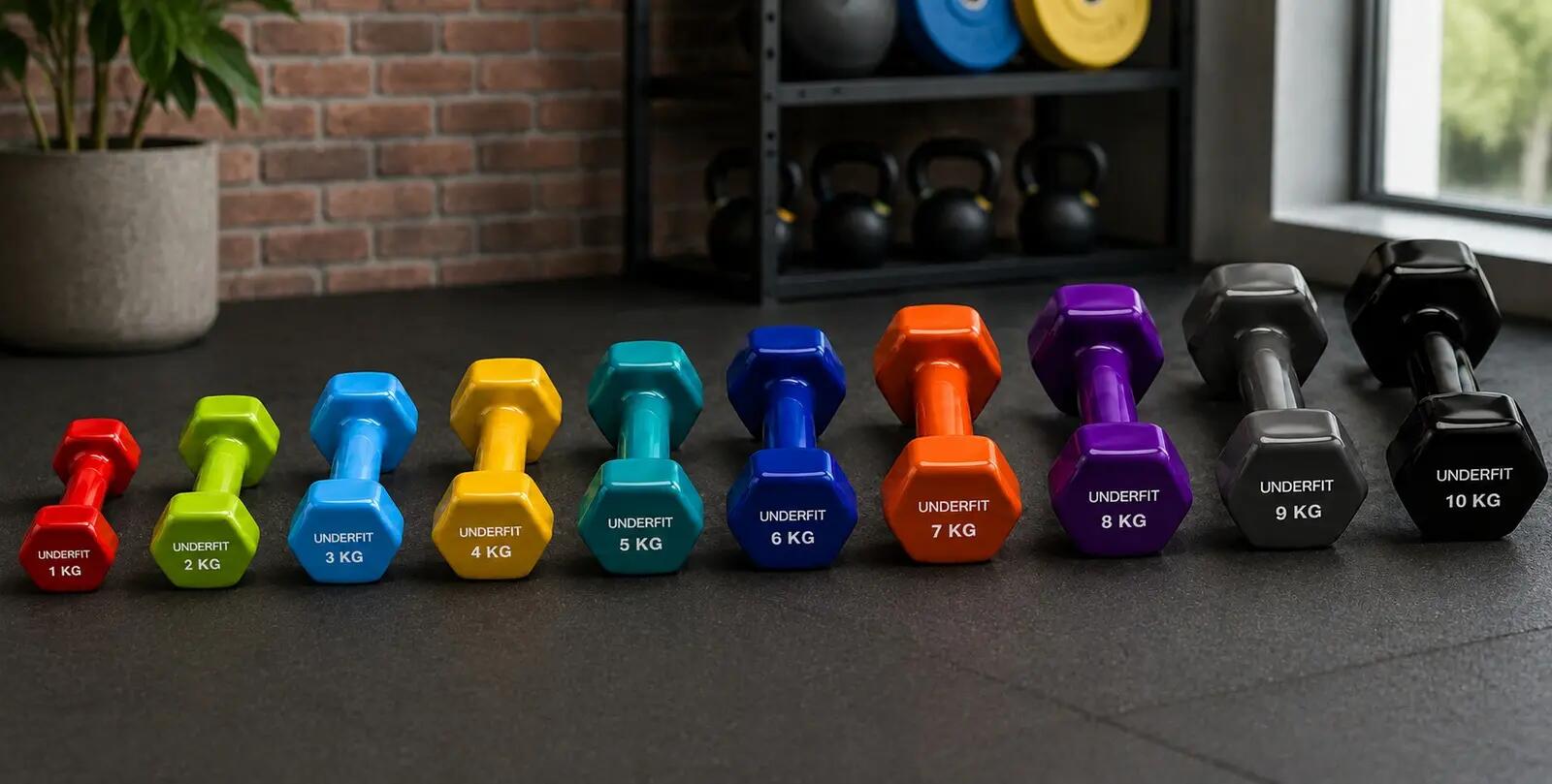 Hantla winylowa fitness UNDERFIT 2 x 1 kg 2/7