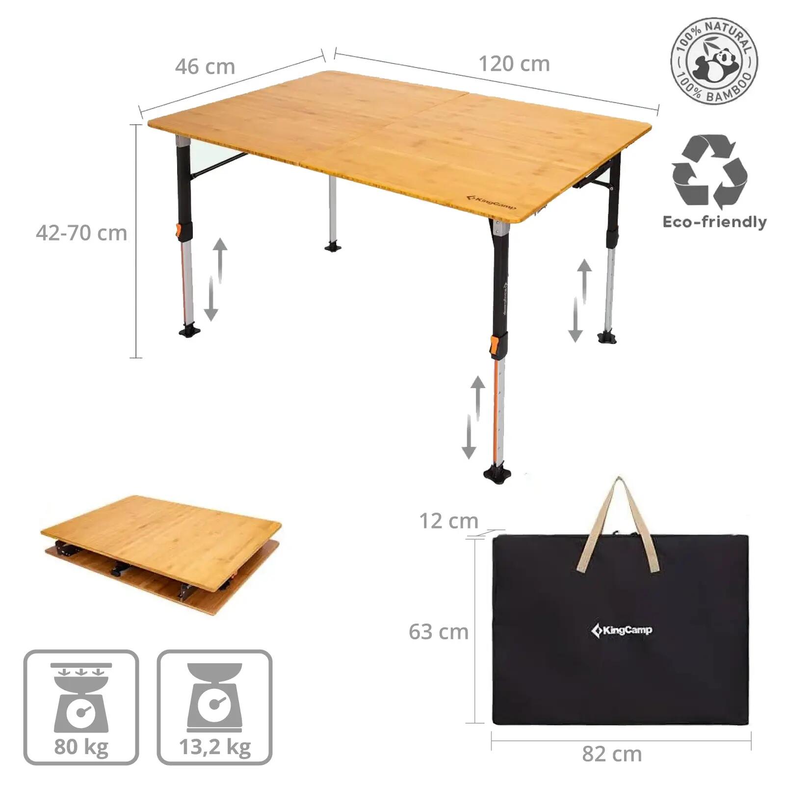 Tavolo da campeggio in bambù Woboo XL Tavolo pieghevole Legno 2/6