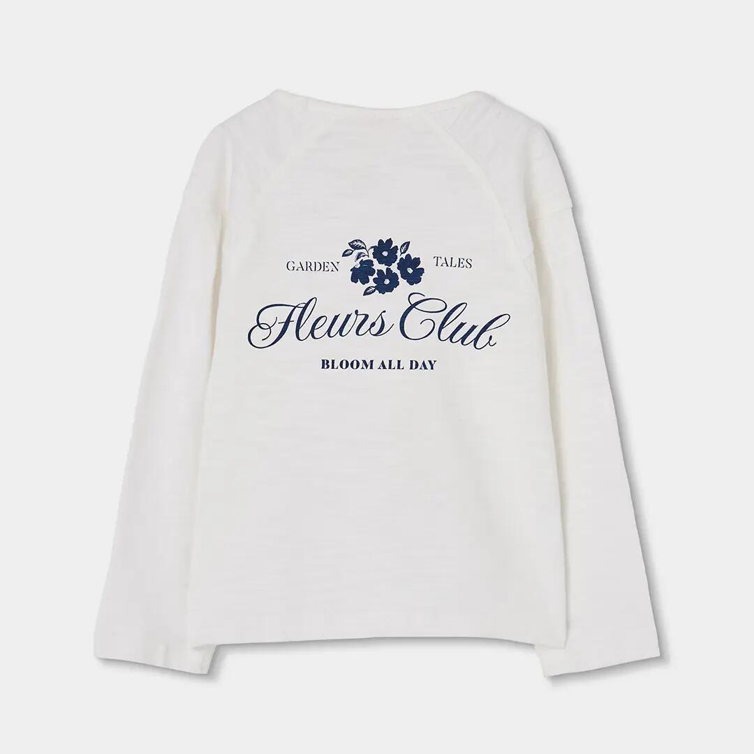 Camiseta punto niña blanca estampado flores 2/4