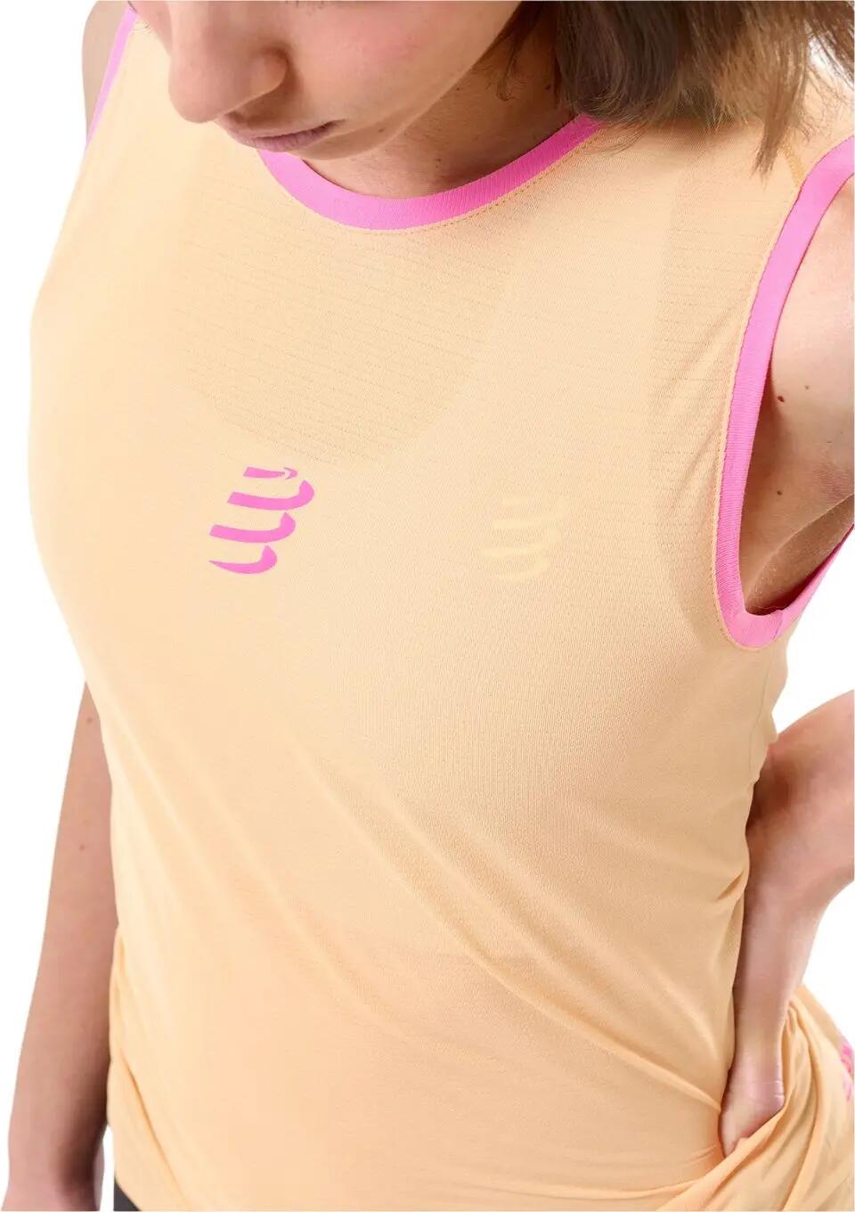 Camiseta sin mangas Compressport Trail Racing naranja para mujer 3/4