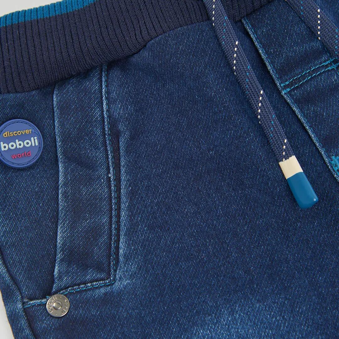 Pantalón denim niño azul marino con cordón 3/4