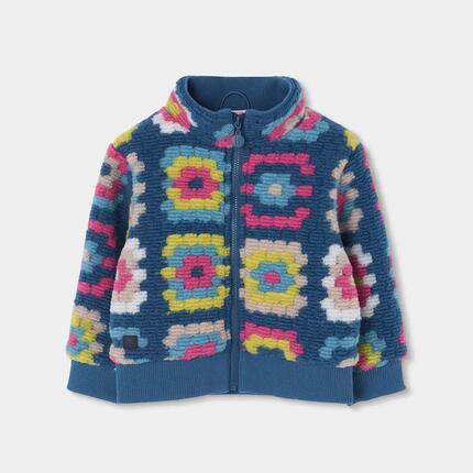 Manteau fille en molleton imprimé géométrique