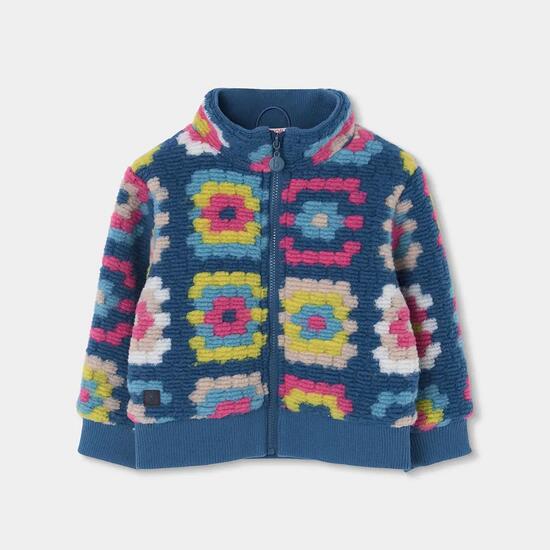 Manteau fille en molleton imprimé géométrique