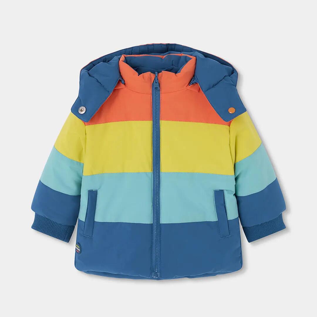 Parka tejido técnico niño reversible azul multicolor 3/7