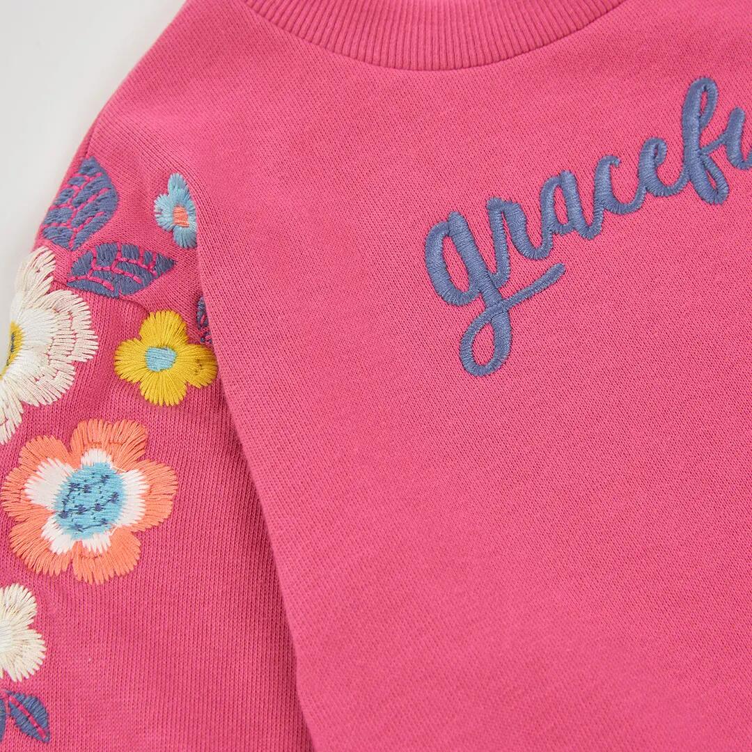 Sudadera felpa niña fresa bordado flores 4/4