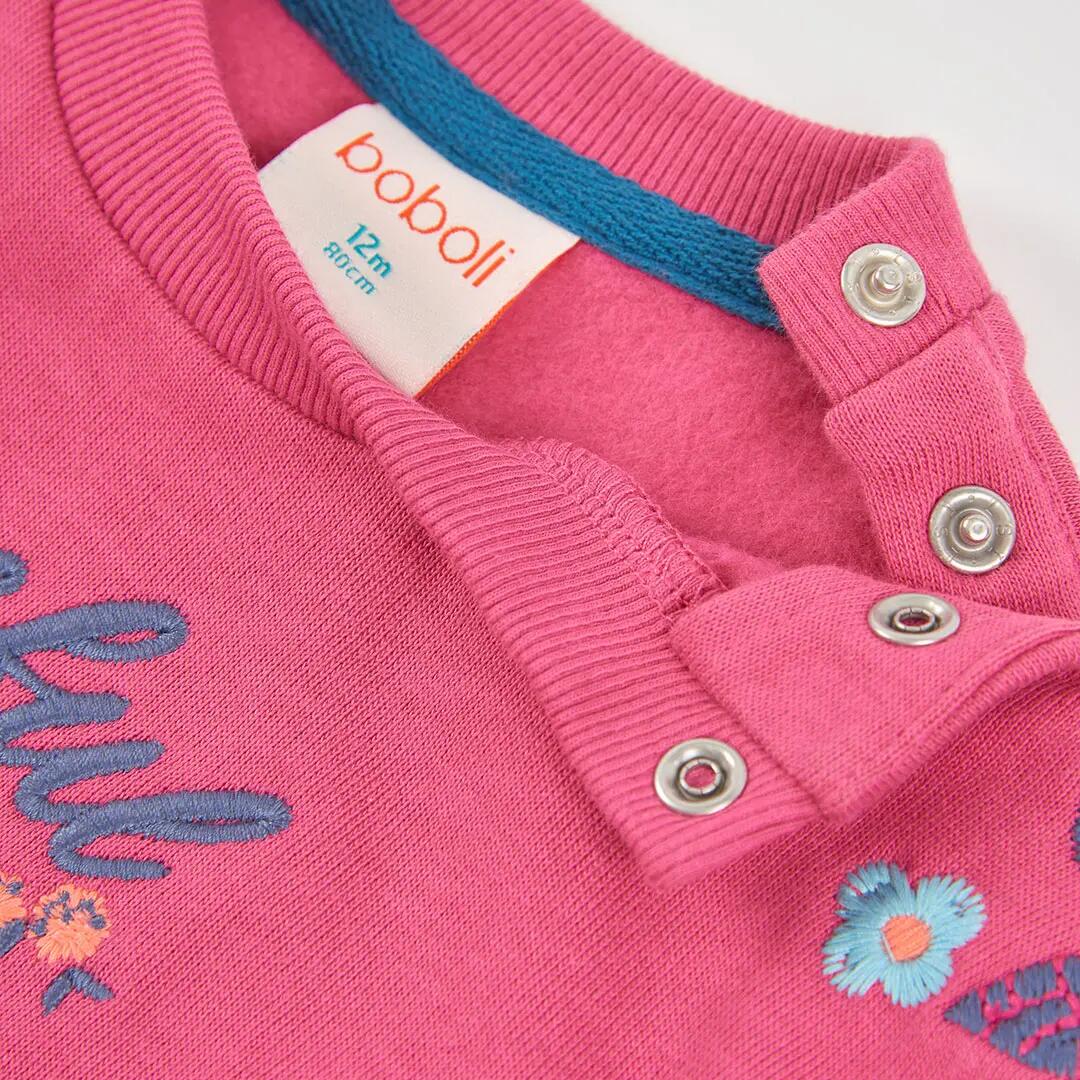 Sudadera felpa niña fresa bordado flores 3/4