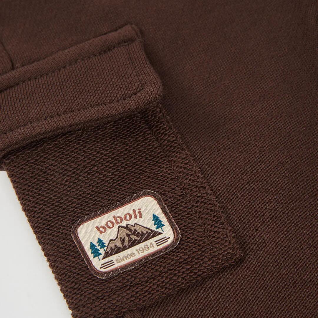 Pantalón felpa niño marrón cargo 4/4