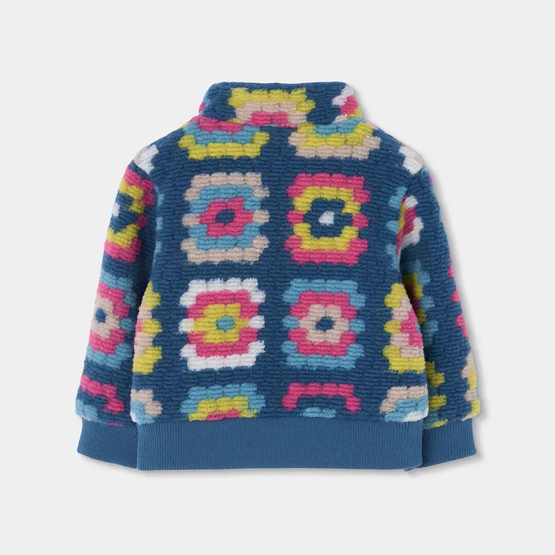 Chaquetón felpa niña verde estampado geométrico 2/4