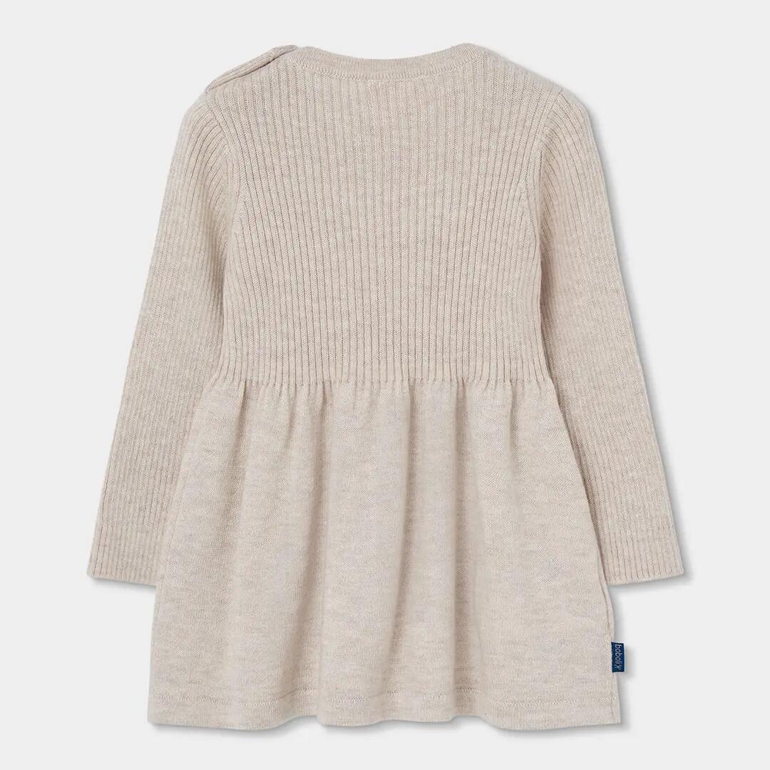 Vestido beige con flores de crochet 2/4