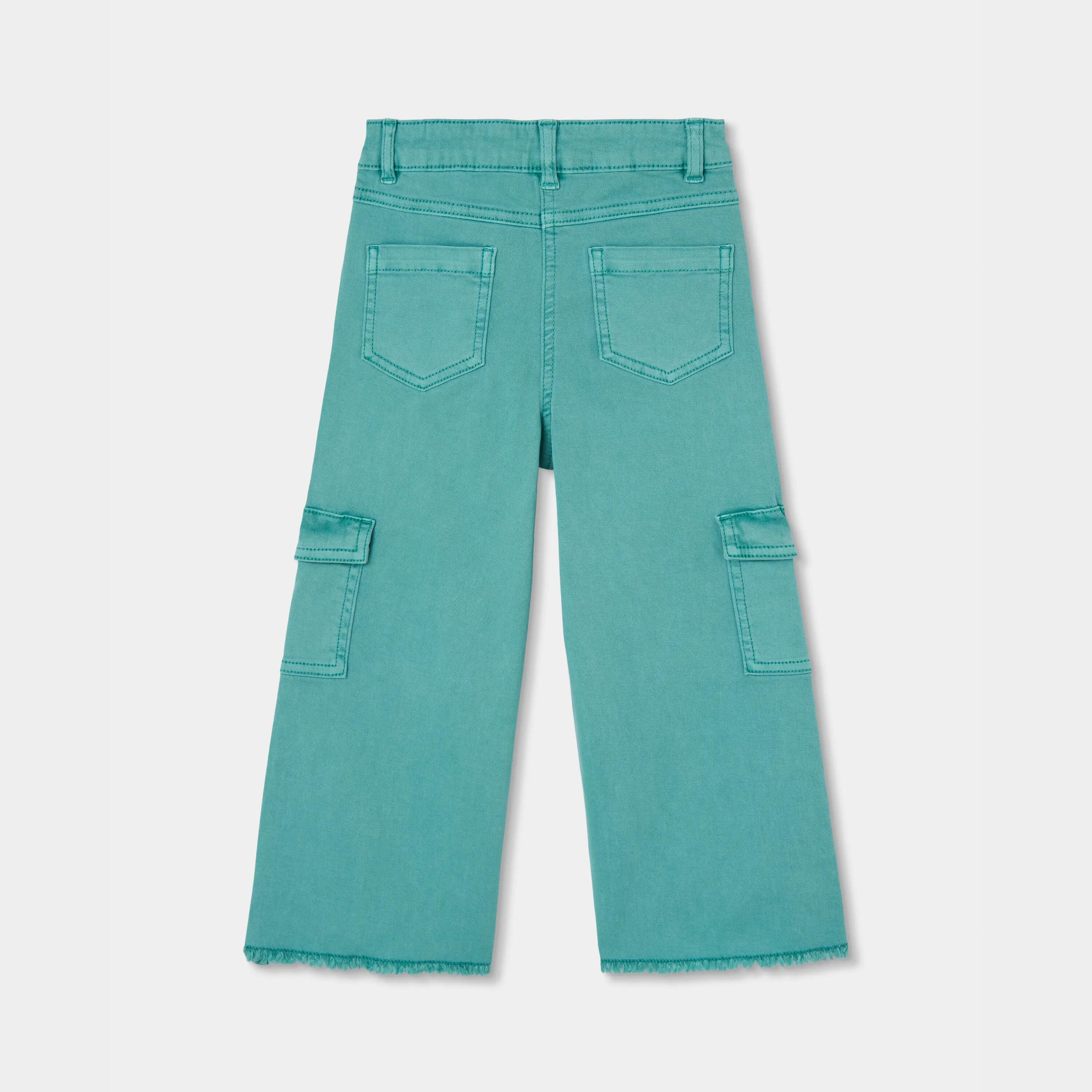 Pantalón cargo verde niña con bolsillos 2/4