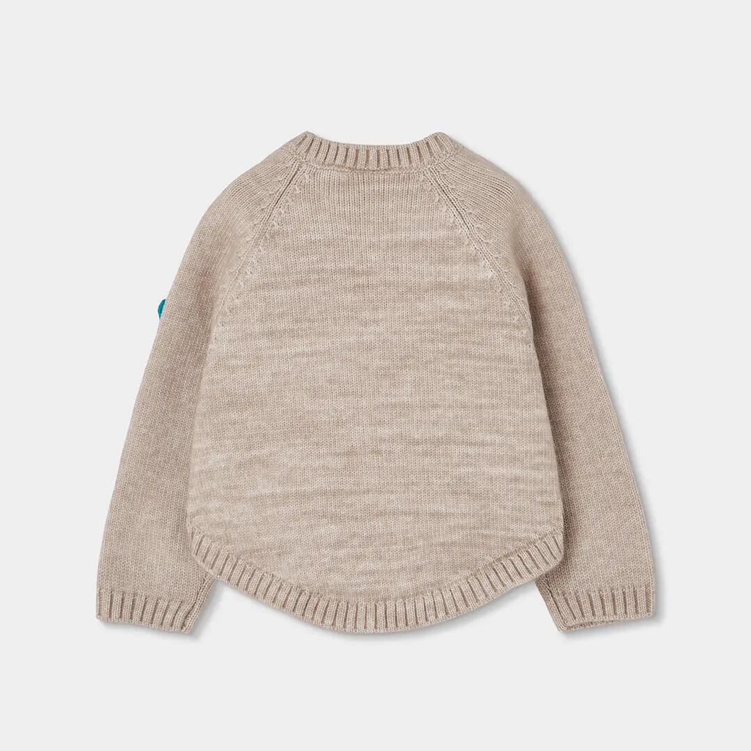 Jersey beige niña con flores de crochet 2/4