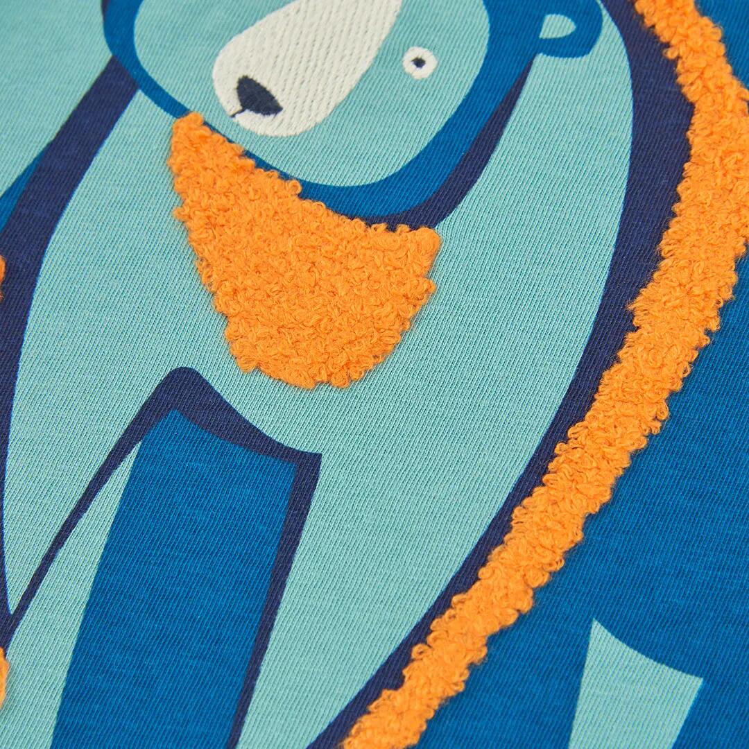 Camiseta punto niño verde estampado oso 3/4