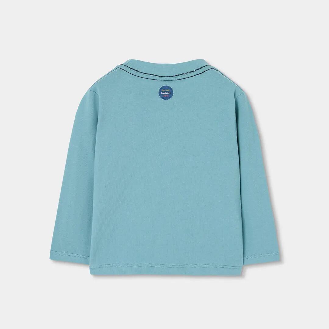 Camiseta punto niño verde estampado oso 2/4