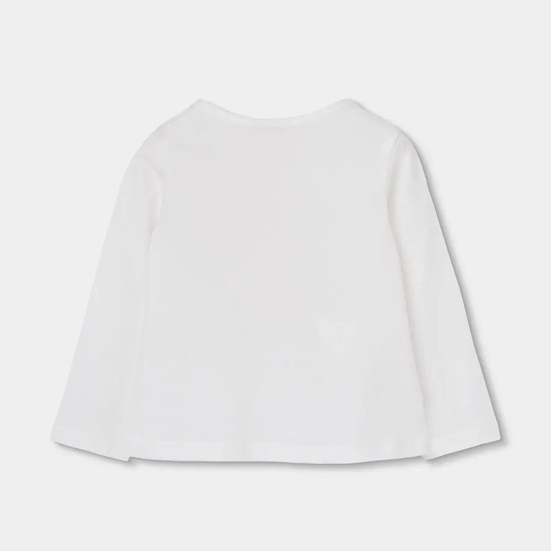 Camiseta punto niña blanca estampado niña y zorro 2/4