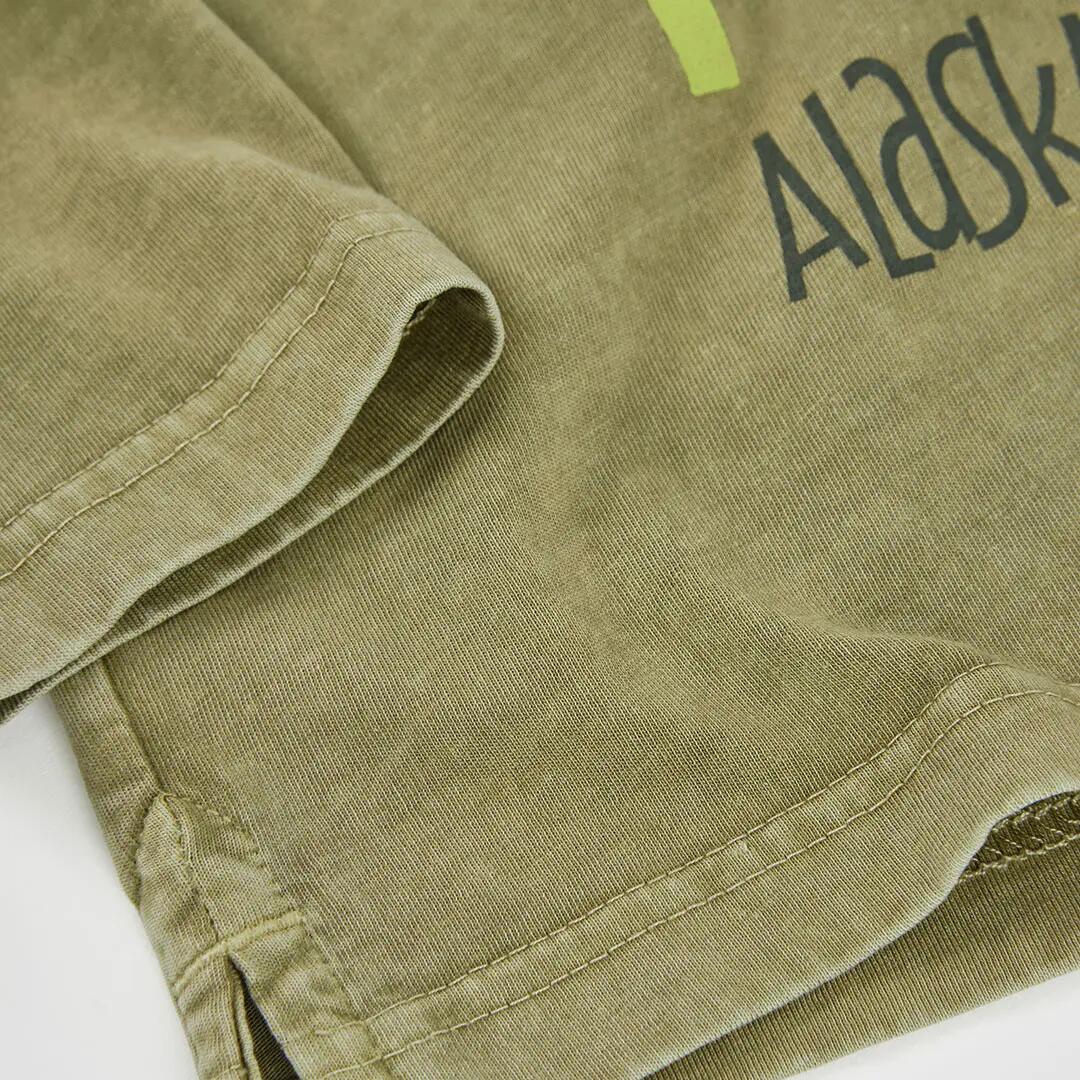 Camiseta punto niño verde estampado alce 4/4