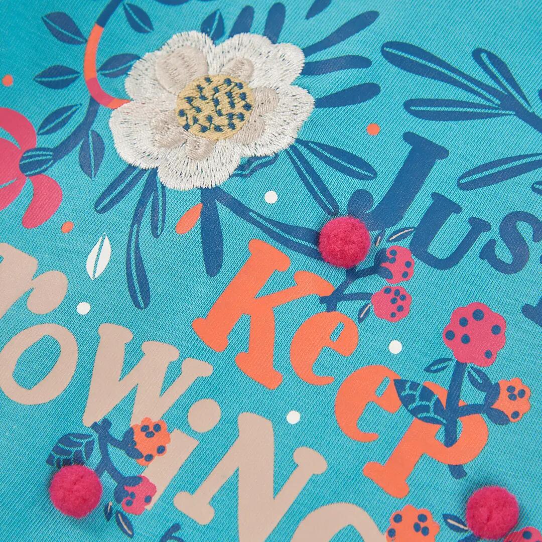 Camiseta punto niña verde estampado floral 4/4
