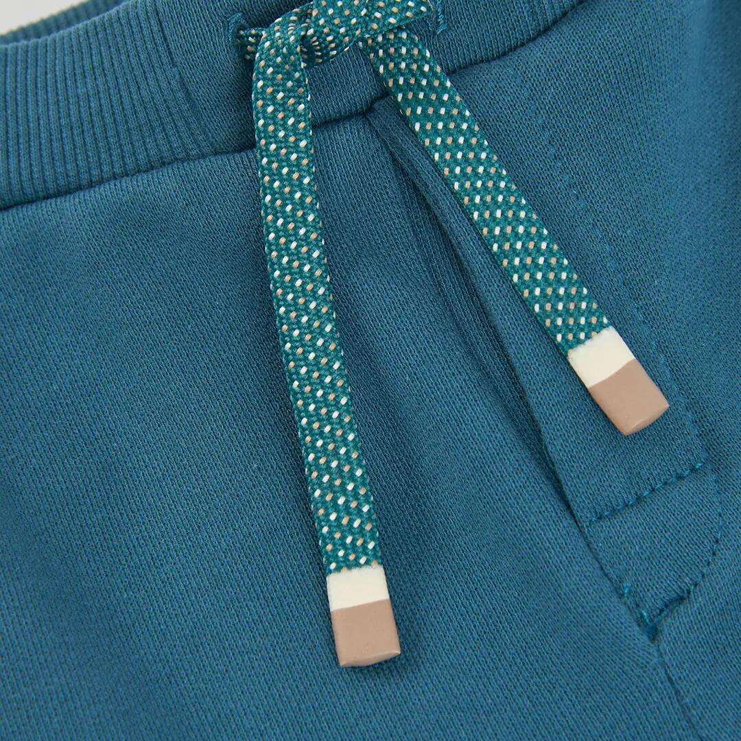 Pantalón felpa niño verde con bolsillos cargo 3/4