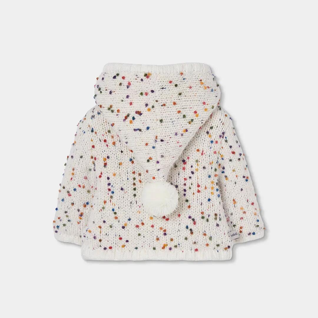 Chaqueta punto bebé niña blanca con puntos de colores 2/4