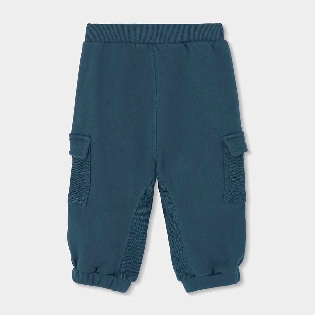 Pantalón felpa niño verde con bolsillos cargo 2/4
