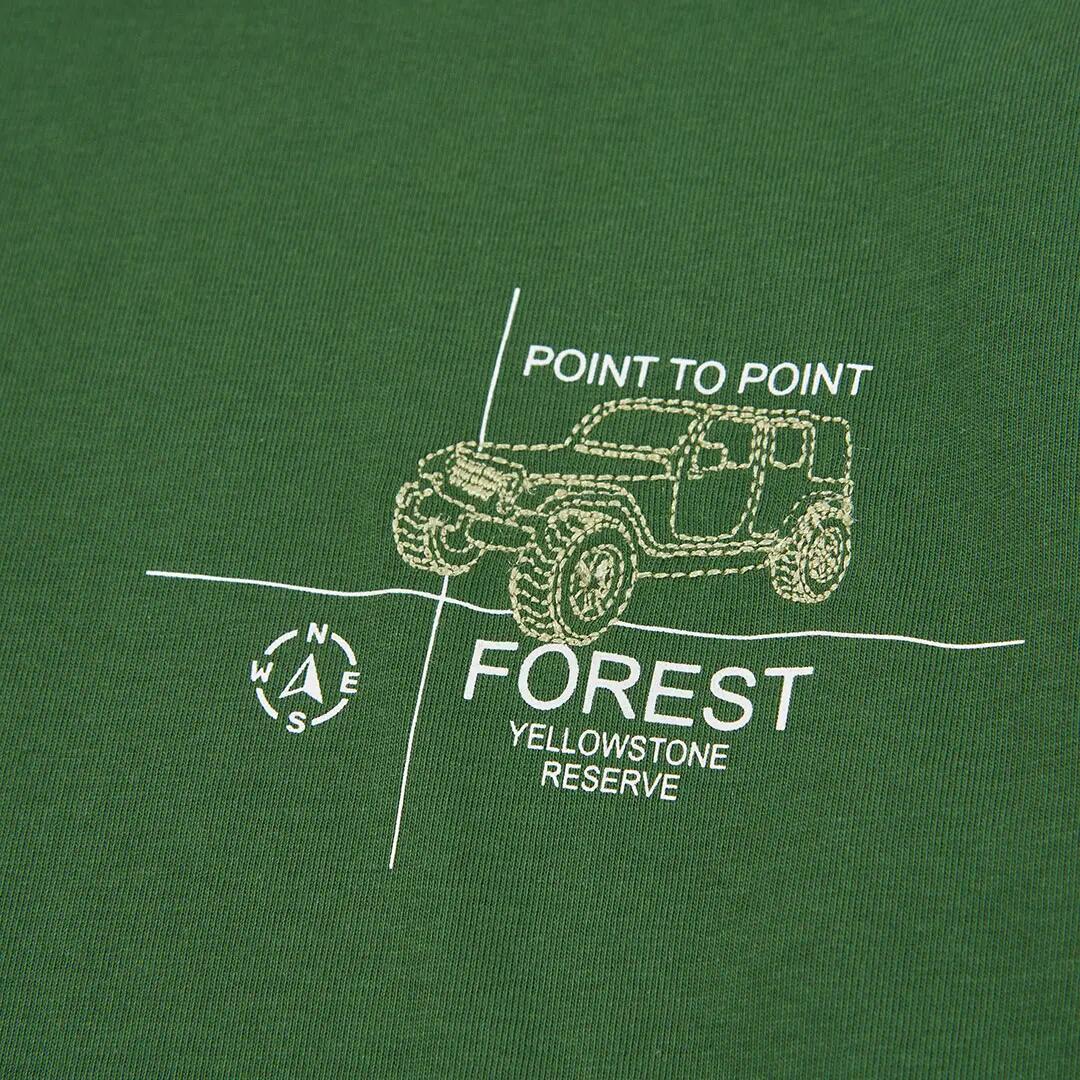 Camiseta punto niño verde estampado coche 3/4