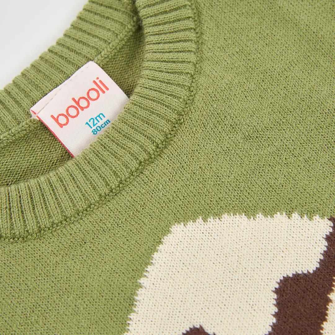 Jersey niño verde estampado de esquiadores 3/4