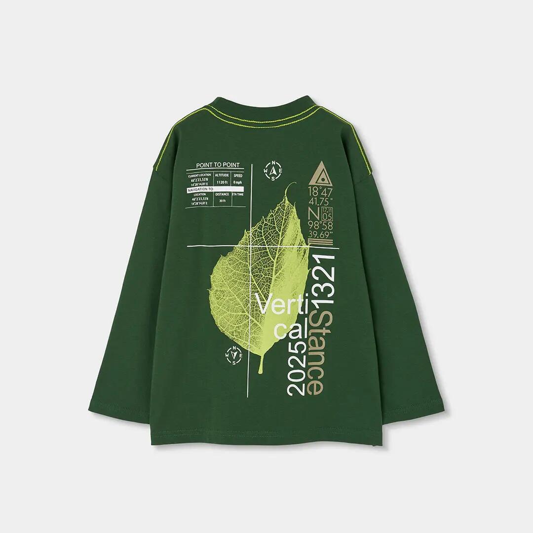 Camiseta punto niño verde estampado coche 2/4