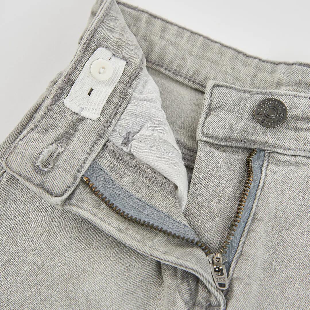 Pantalón denim niña gris wide leg 3/4