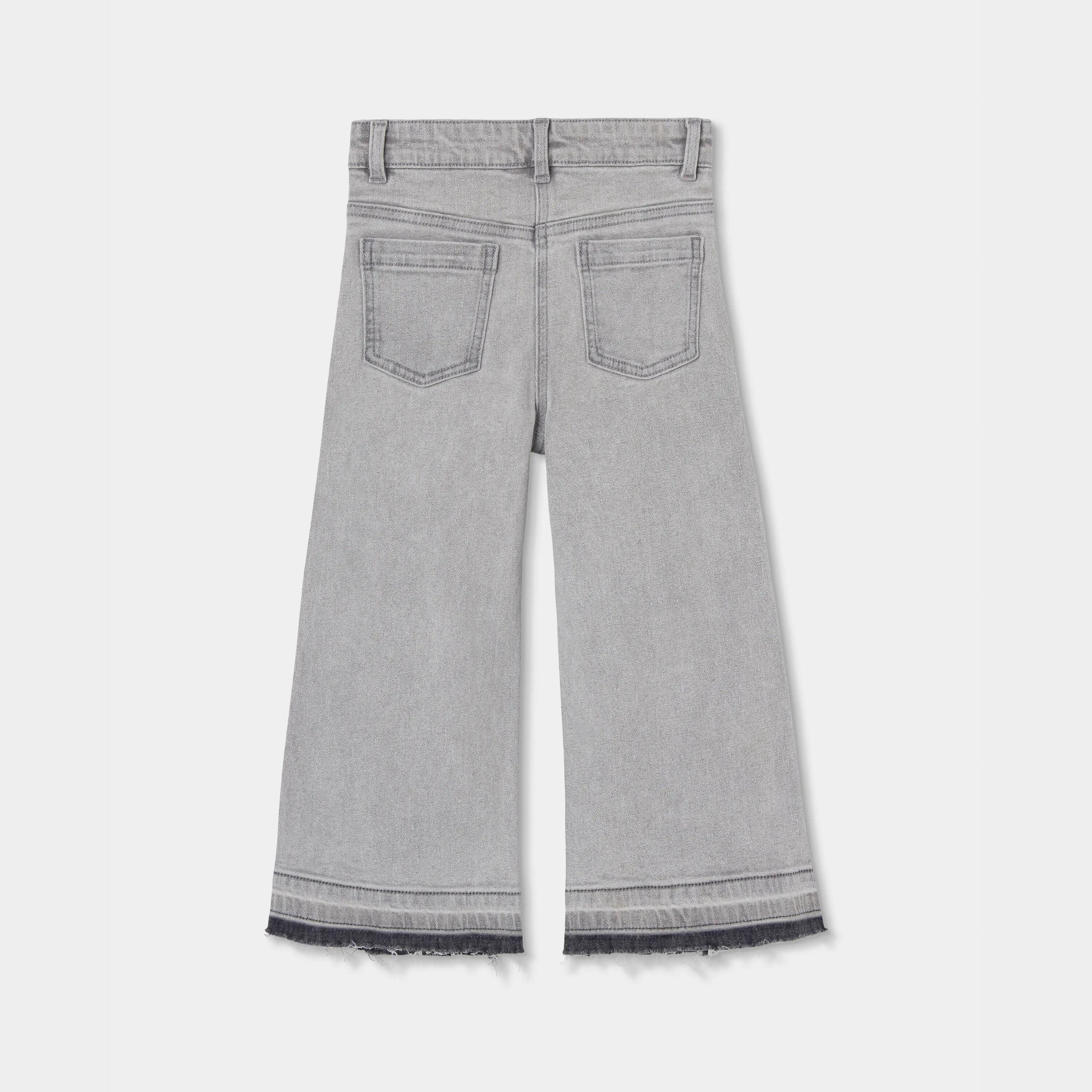 Pantalón denim niña gris wide leg 2/4