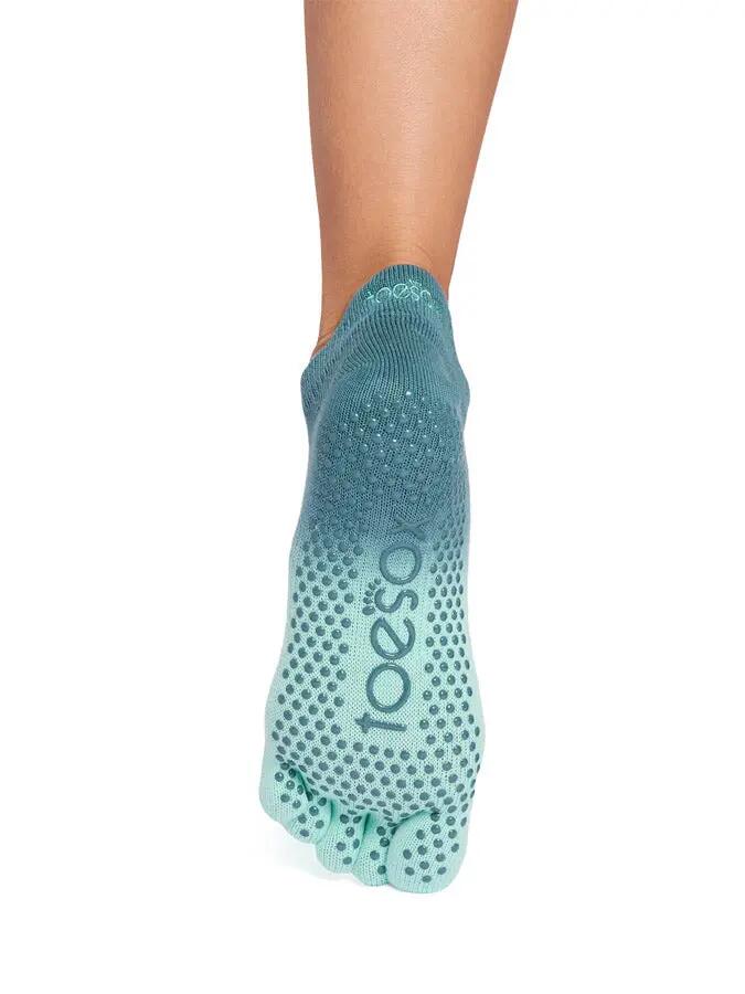 ToeSox Yoga No-Show Grip Socks teensokken - Smaragdgroen - 36/38 4/6