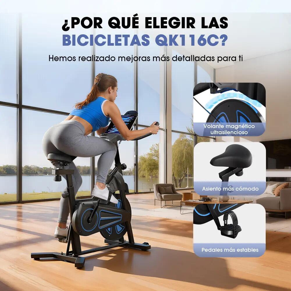 iscooter QK116C bicicleta estática con 8 niveles de resistencia magnética 10/11
