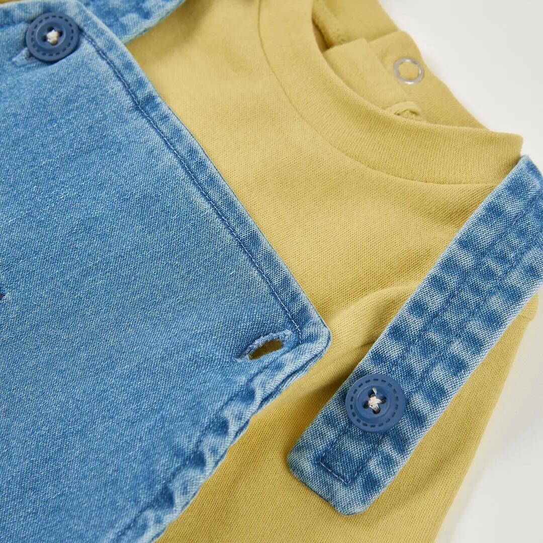 Conjunto denim bebé niño azul bordado de animales 7/7