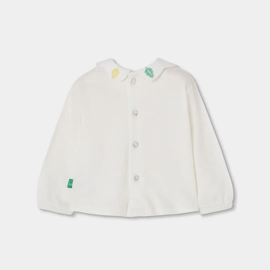 Conjunto punto bebé niña blanco bordado hojas 5/7
