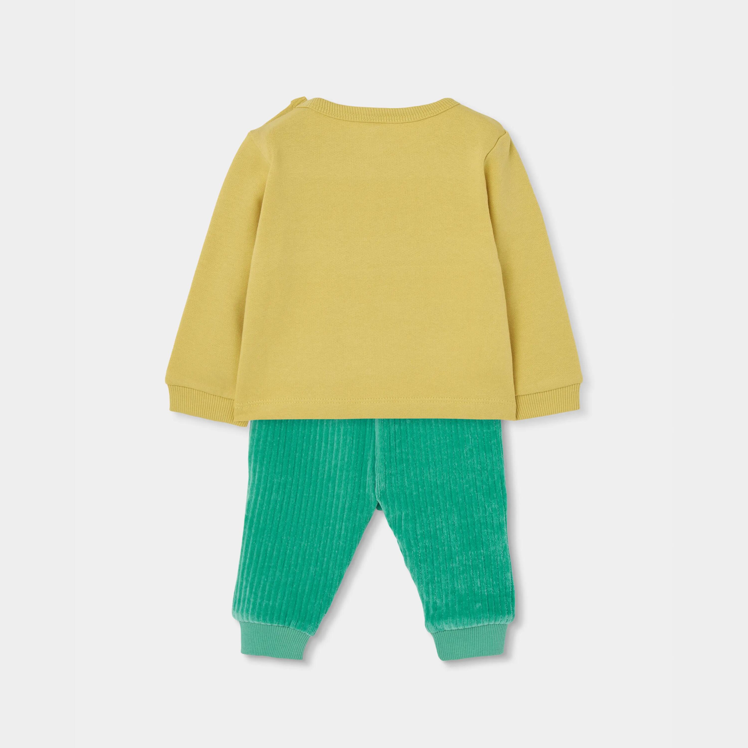 Conjunto punto bebé niño verde estampado jungla 2/7