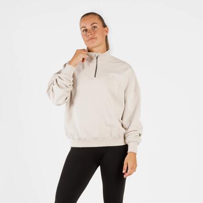 Zeuz oversized comfort trui met 1/4 rits – dames – legergroen – maat m
