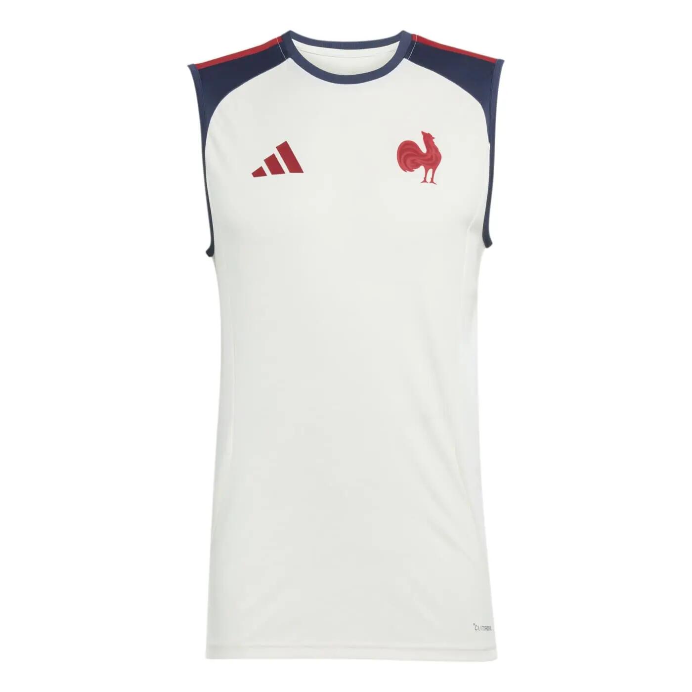 Ffr Adidas Rugby Tanktop Cremeweiß Und Marineblau 1/7