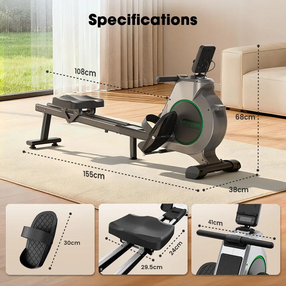 iscooter QK-530 máquina de remo con 16 niveles de resistencia magnética 8/12